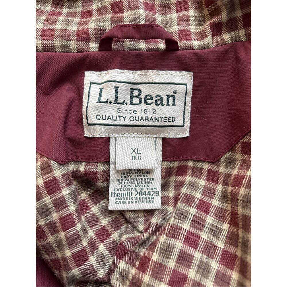 VTG LL Bean Bomber Jacket Mens XL Red Plaid Lining Zip Pockets Outdoors Gorpcore - Picture 10 of 12